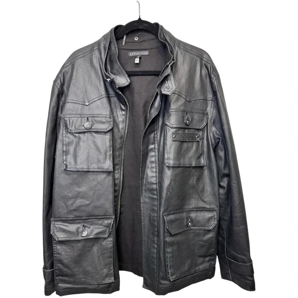 Vintage Affliction Rare Faux Leather Motorcycle Biker Jacket | XL